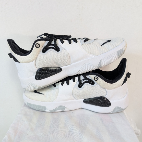 Nike PG 5 TB Sz Men 8 Paul George White Black Basketball Shoes DA7758 100 Clean - Picture 4 of 12